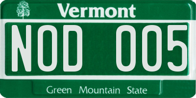 VT license plate NOD005