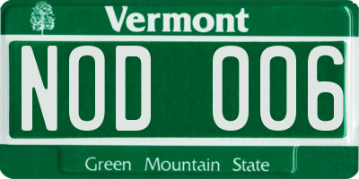 VT license plate NOD006