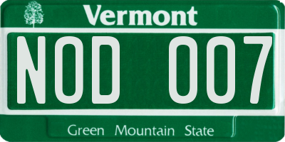 VT license plate NOD007