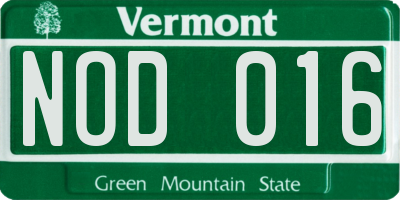 VT license plate NOD016