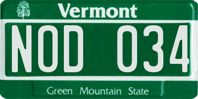 VT license plate NOD034