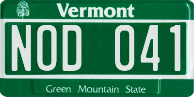 VT license plate NOD041