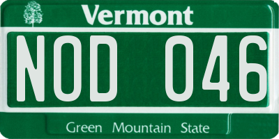 VT license plate NOD046
