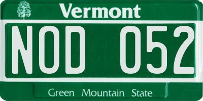 VT license plate NOD052