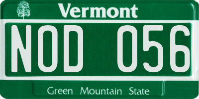 VT license plate NOD056