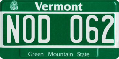 VT license plate NOD062