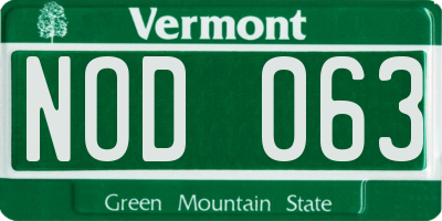 VT license plate NOD063