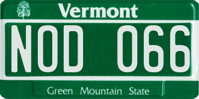 VT license plate NOD066