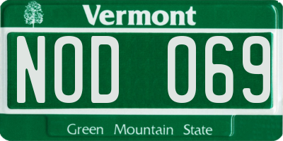 VT license plate NOD069