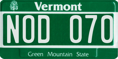 VT license plate NOD070