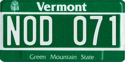 VT license plate NOD071