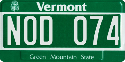 VT license plate NOD074