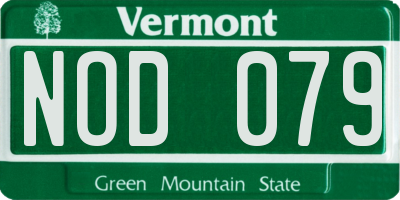 VT license plate NOD079