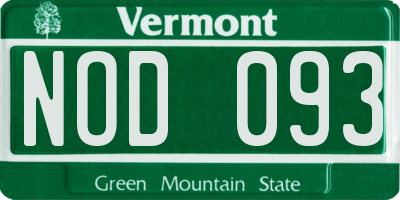 VT license plate NOD093