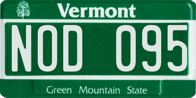 VT license plate NOD095
