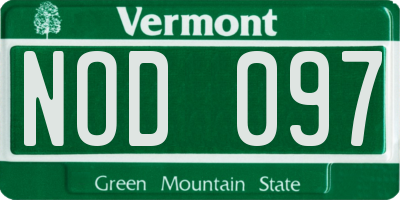 VT license plate NOD097