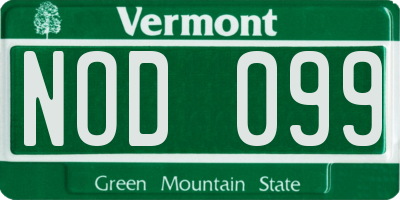 VT license plate NOD099