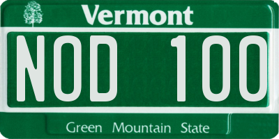 VT license plate NOD100