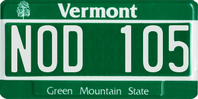 VT license plate NOD105