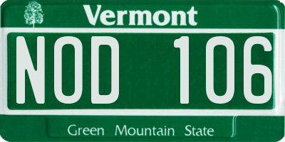 VT license plate NOD106