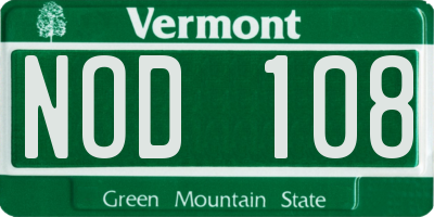 VT license plate NOD108