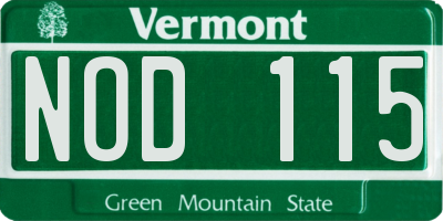 VT license plate NOD115