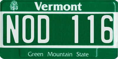 VT license plate NOD116