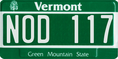 VT license plate NOD117