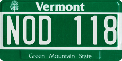 VT license plate NOD118