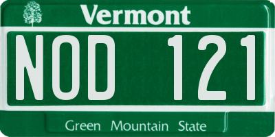 VT license plate NOD121