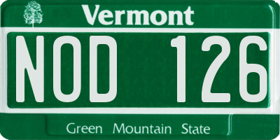 VT license plate NOD126