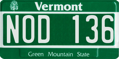 VT license plate NOD136