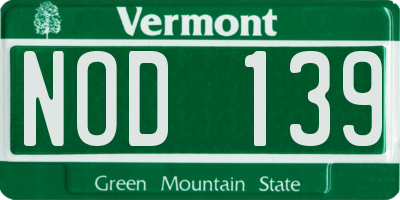 VT license plate NOD139
