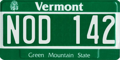VT license plate NOD142