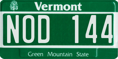 VT license plate NOD144