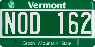 VT license plate NOD162
