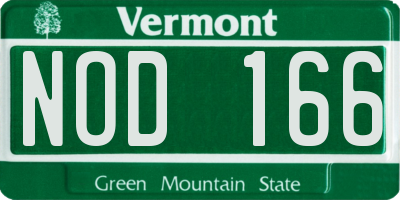 VT license plate NOD166