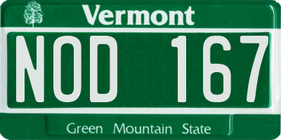 VT license plate NOD167