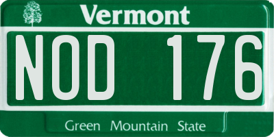 VT license plate NOD176
