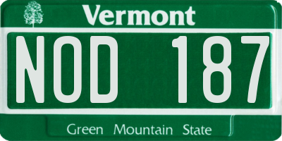 VT license plate NOD187