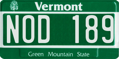 VT license plate NOD189