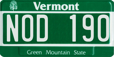 VT license plate NOD190