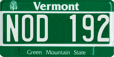 VT license plate NOD192