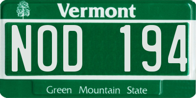 VT license plate NOD194