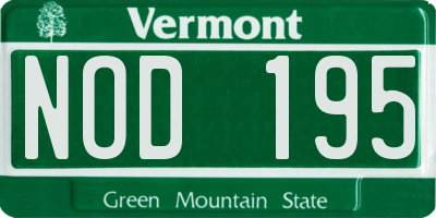 VT license plate NOD195