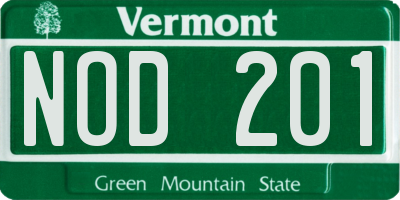 VT license plate NOD201