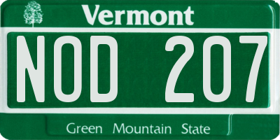 VT license plate NOD207