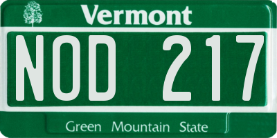 VT license plate NOD217