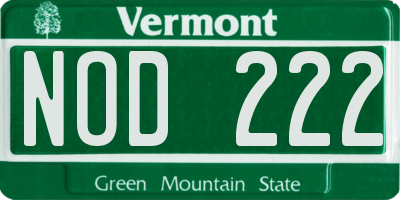 VT license plate NOD222