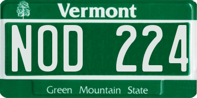VT license plate NOD224